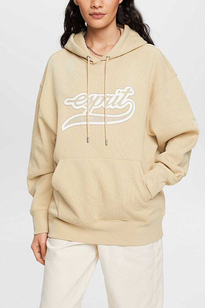 Logo print hoodie, BEIGE, detail-asia image number 0