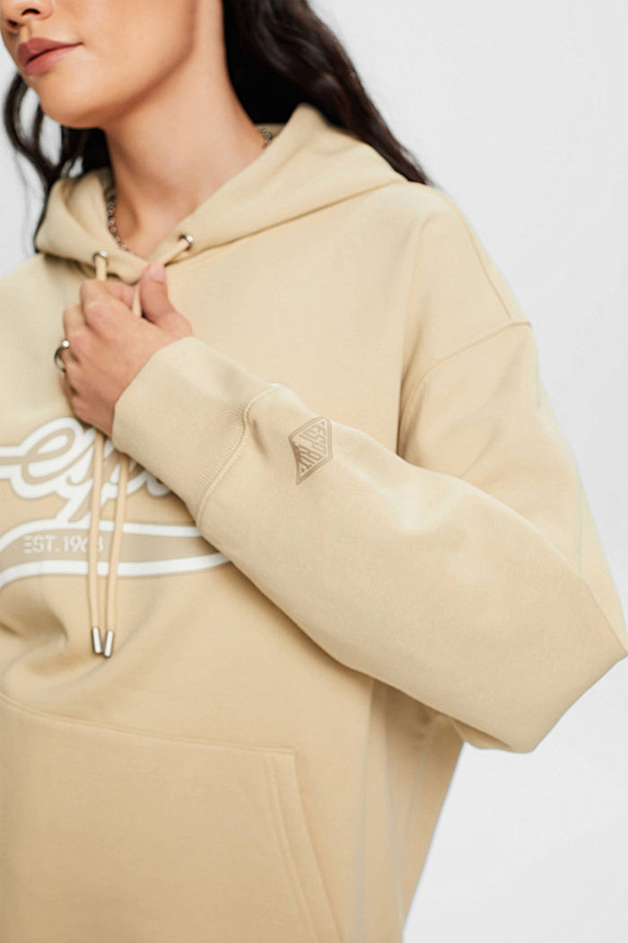 Logo print hoodie, BEIGE, detail-asia image number 2