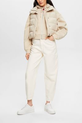 Cropped zip hoodie with logo print on the back, LIGHT TAUPE, detail-asia image number 2