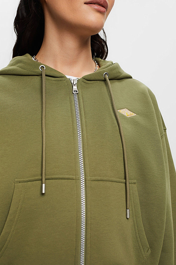 Cropped zip hoodie with logo print on the back, OLIVE, detail-asia image number 4