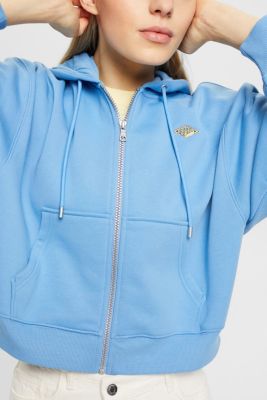 Cropped zip hoodie with logo print on the back, LIGHT BLUE LAVENDER, detail-asia image number 2