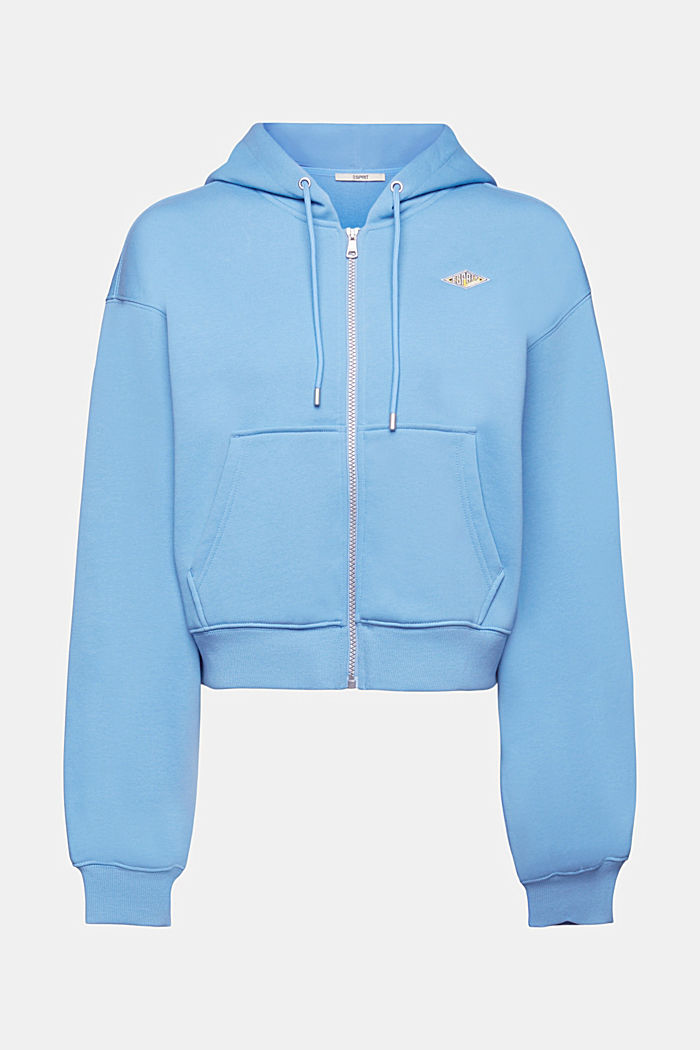 Cropped zip hoodie with logo print on the back, LIGHT BLUE LAVENDER, detail-asia image number 5