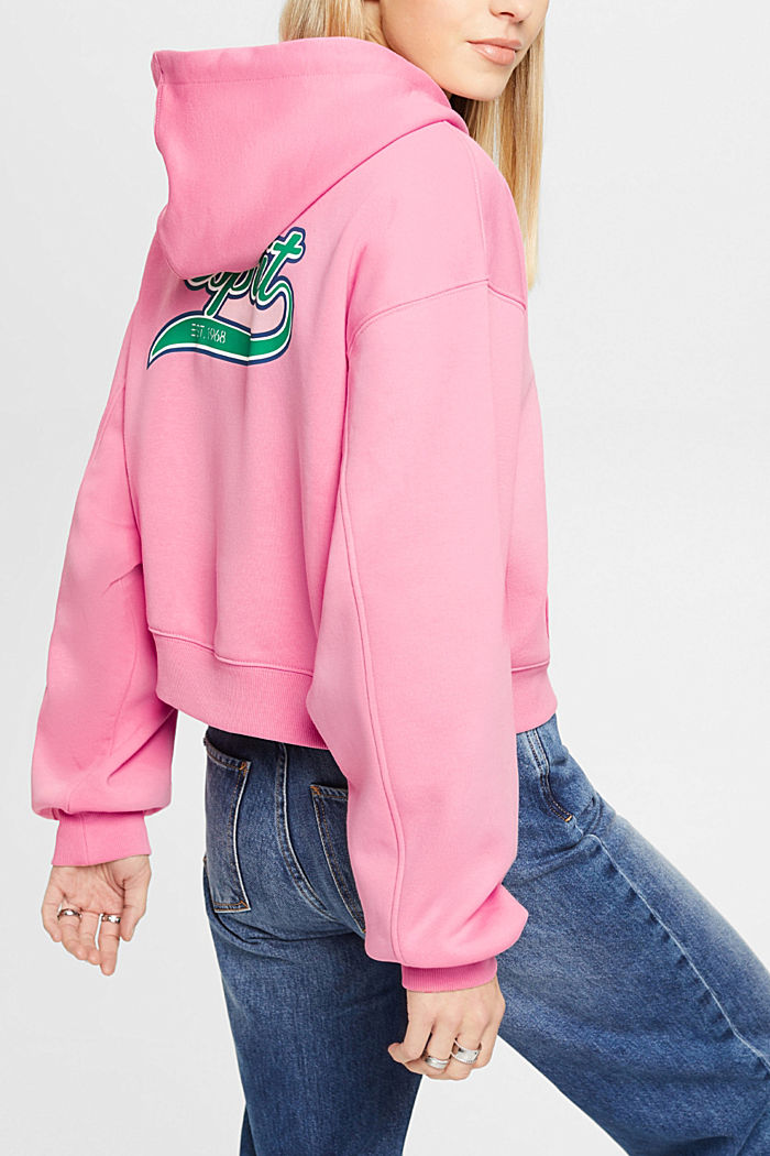 Cropped zip hoodie with logo print on the back, PINK, detail-asia image number 3