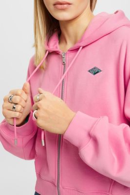 Cropped zip hoodie with logo print on the back, PINK, detail-asia image number 2