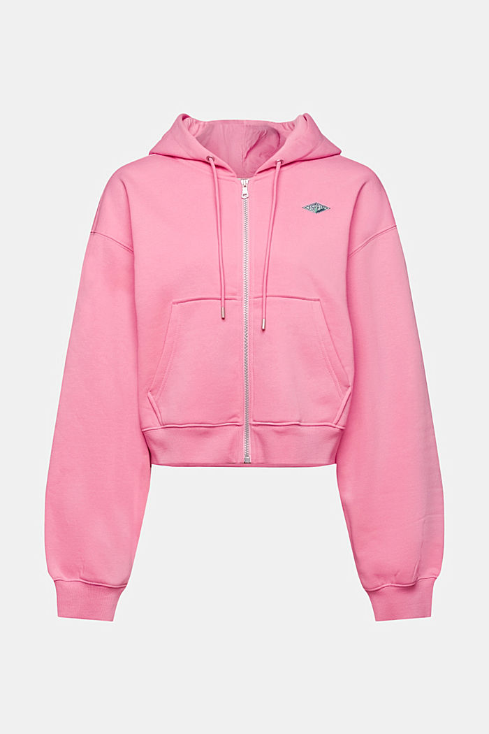 Cropped zip hoodie with logo print on the back, PINK, detail-asia image number 7
