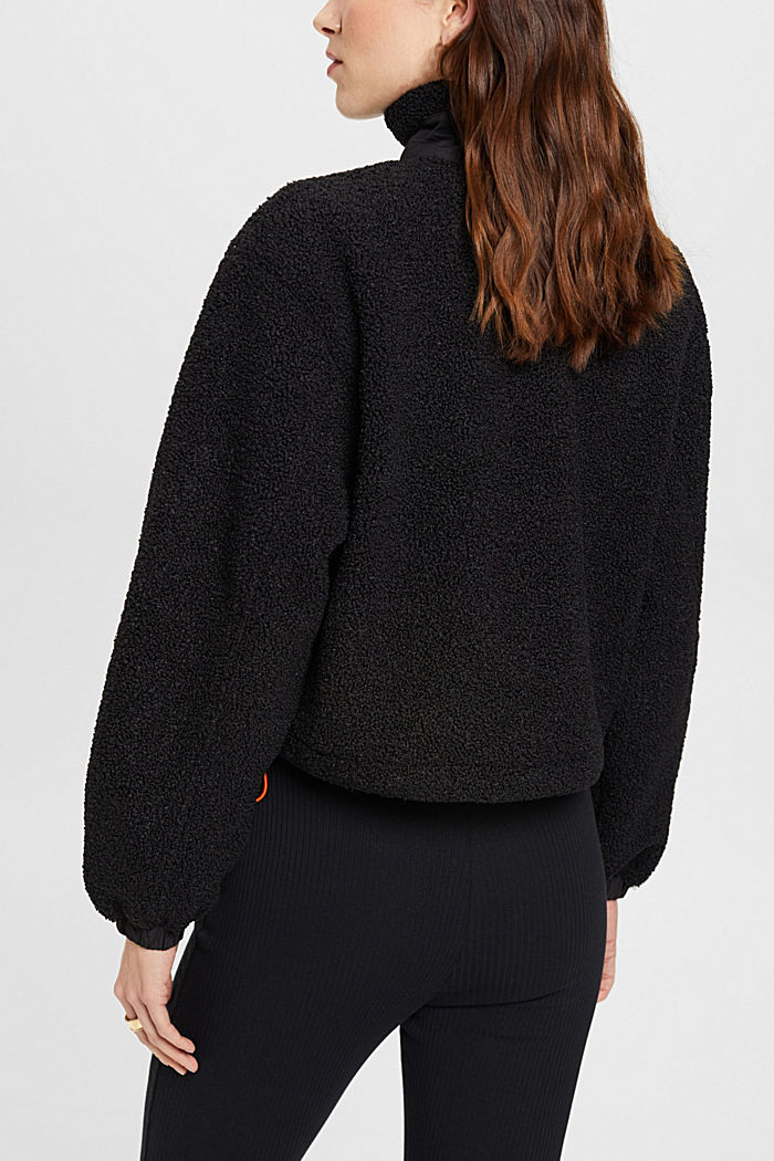 Mixed material half-zip sweatshirt, BLACK, detail-asia image number 1