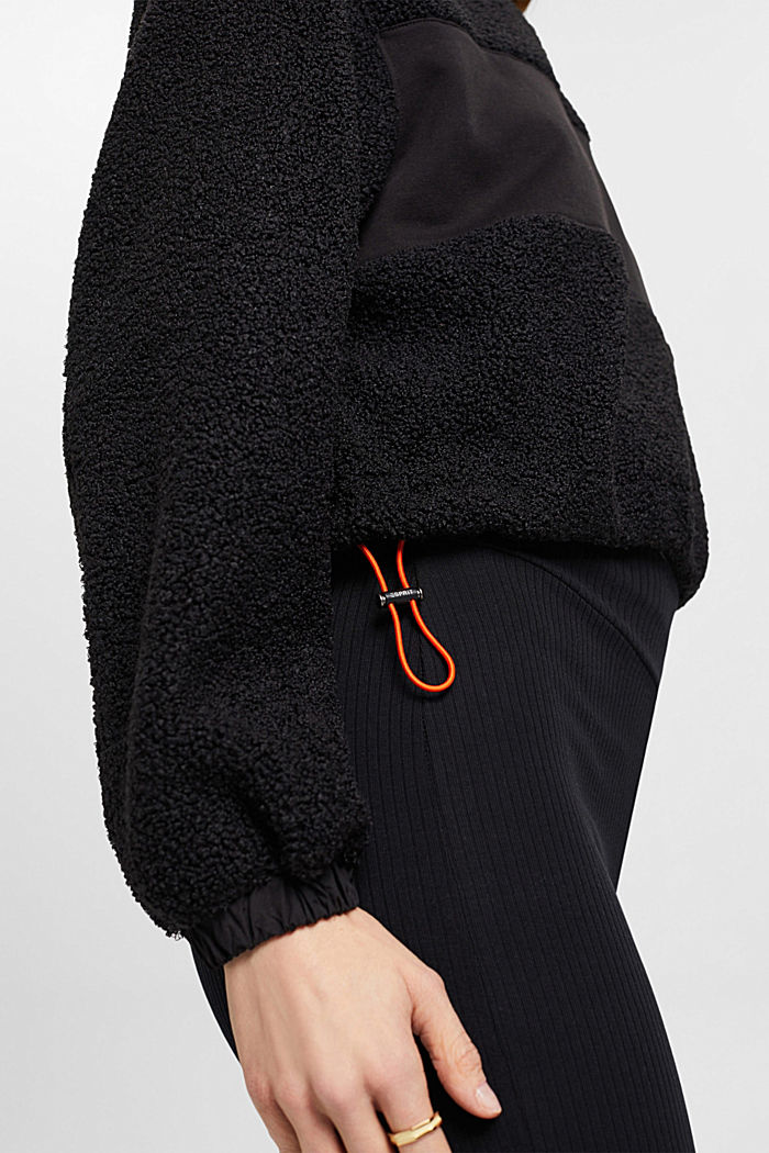 Mixed material half-zip sweatshirt, BLACK, detail-asia image number 6