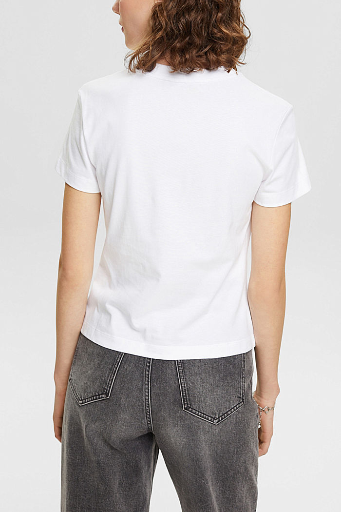 Cotton T-shirt with embroidered logo, WHITE, detail-asia image number 1