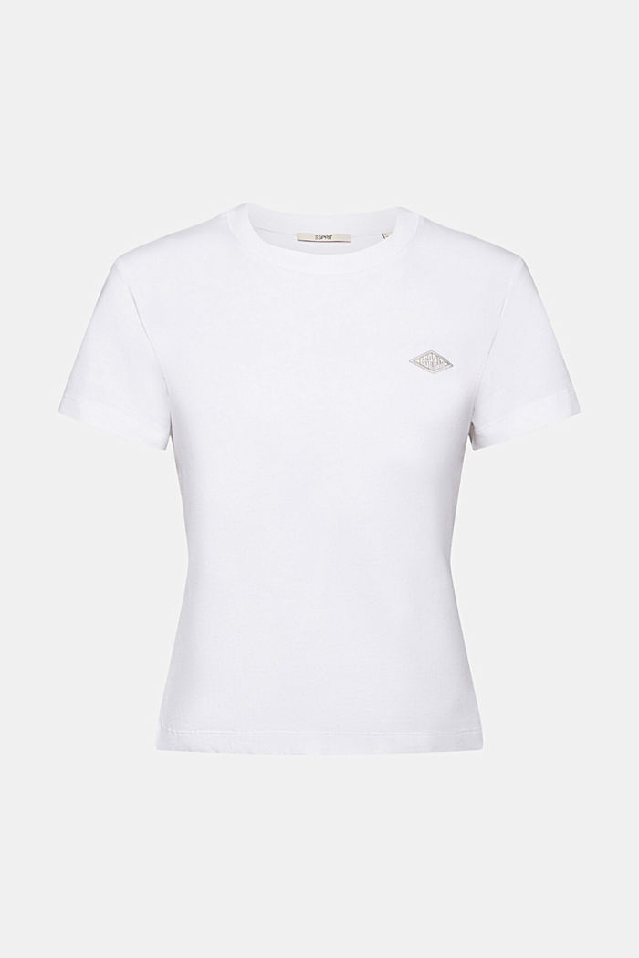 Cotton T-shirt with embroidered logo, WHITE, detail-asia image number 6