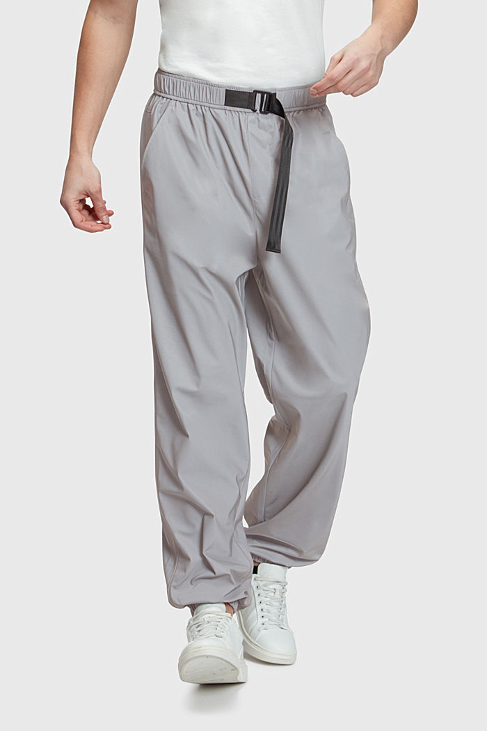 High-rise tapered fit nylon track pants, GUNMETAL, detail-asia image number 0