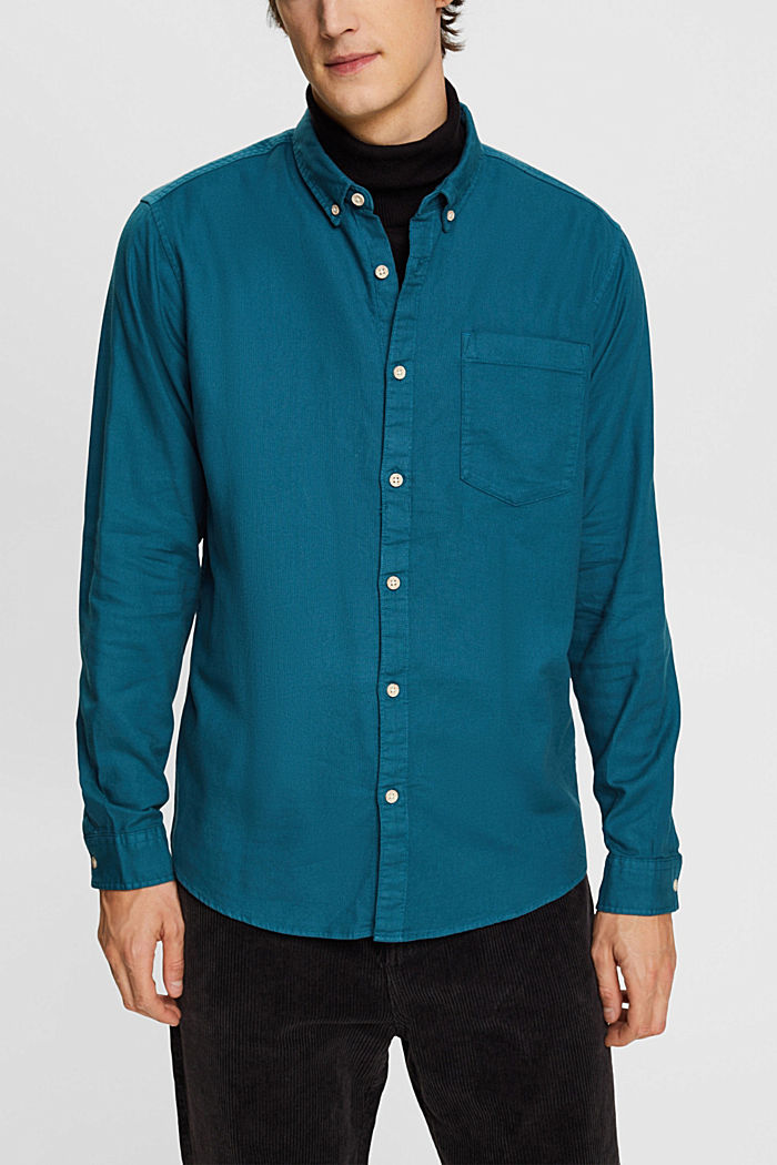 Button down cotton shirt, DARK TURQUOISE, detail-asia image number 0