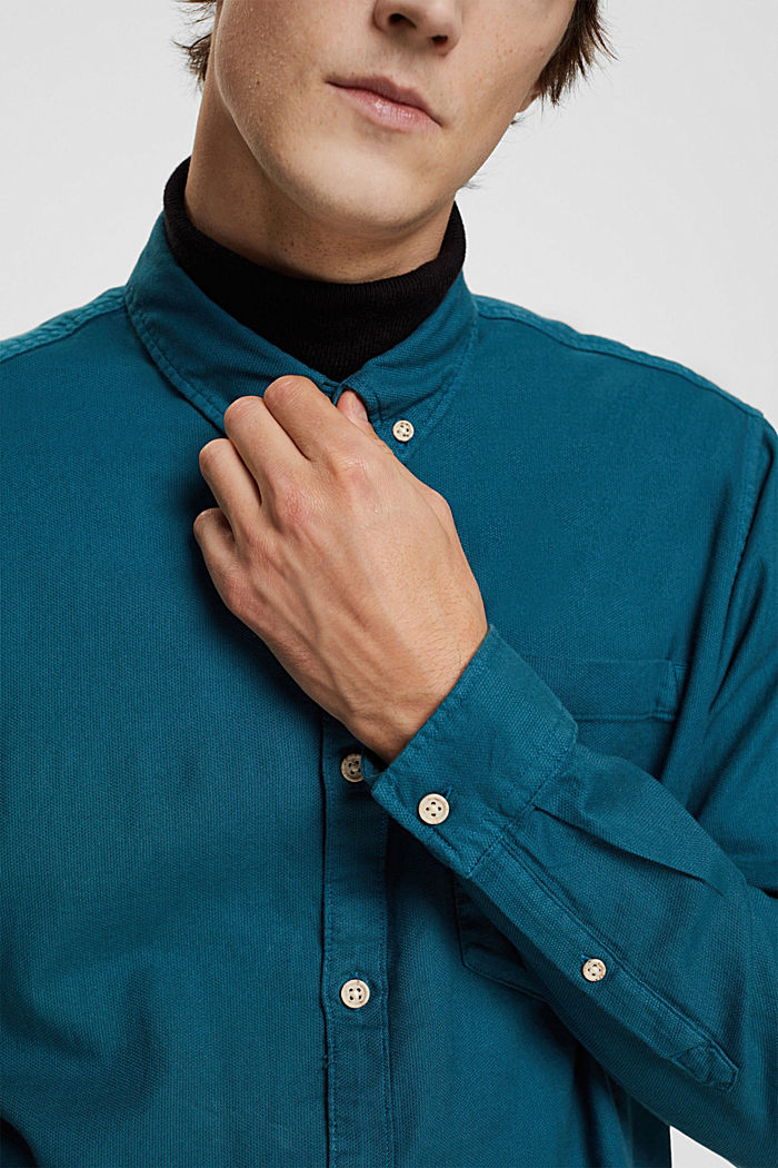 Button down cotton shirt, DARK TURQUOISE, detail-asia image number 2