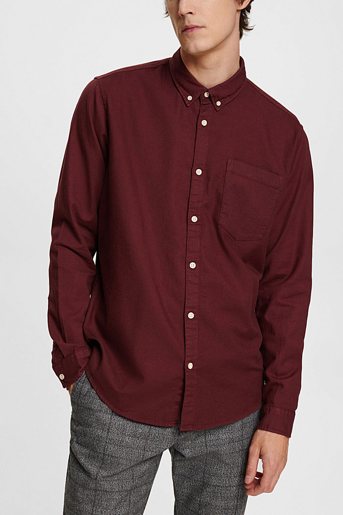 Button down cotton shirt, BORDEAUX RED, detail-asia image number 0