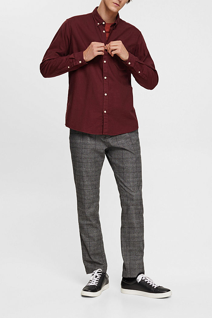 Button down cotton shirt, BORDEAUX RED, detail-asia image number 4