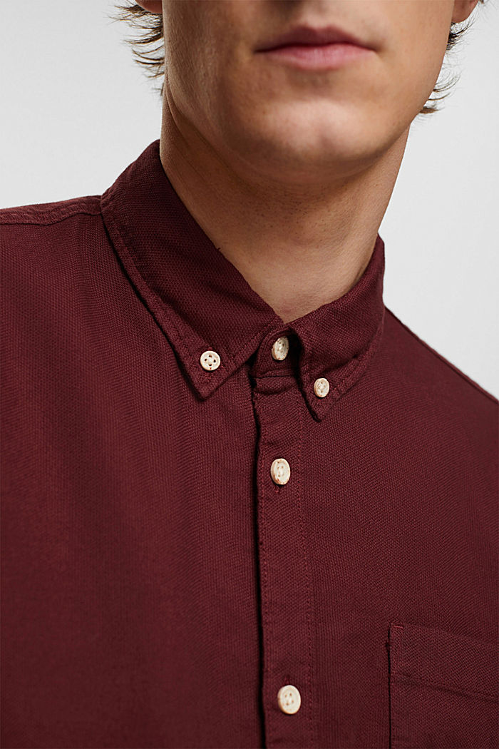 鈕扣棉恤衫, 酒紅色, detail-asia image number 2