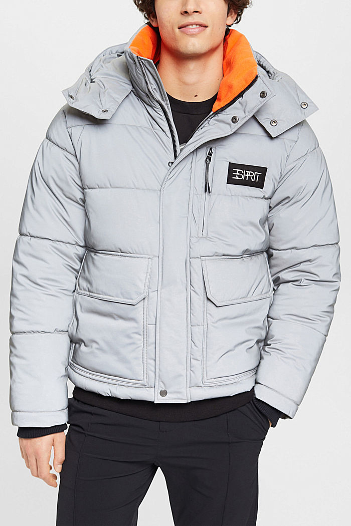 Oversized short length puffer jacket, GUNMETAL, detail-asia image number 0