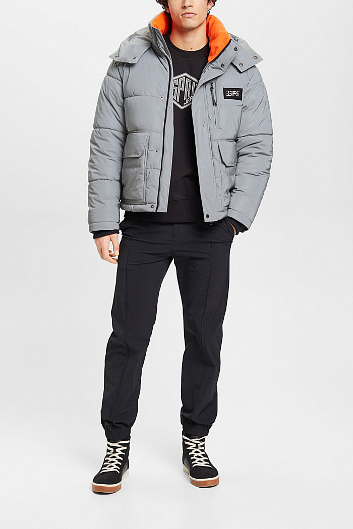 Oversized short length puffer jacket, GUNMETAL, detail-asia image number 1