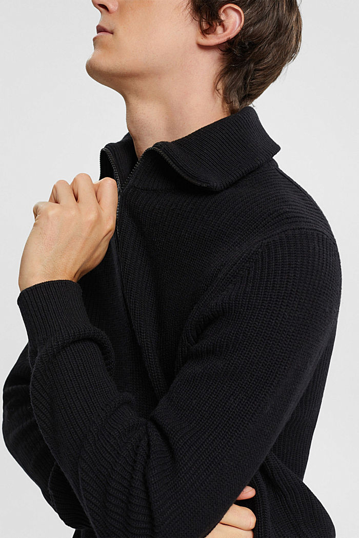 Chunky half-zip jumper, BLACK, detail-asia image number 2
