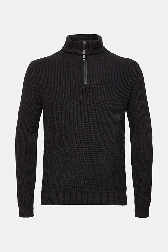 Chunky half-zip jumper, BLACK, detail-asia image number 6