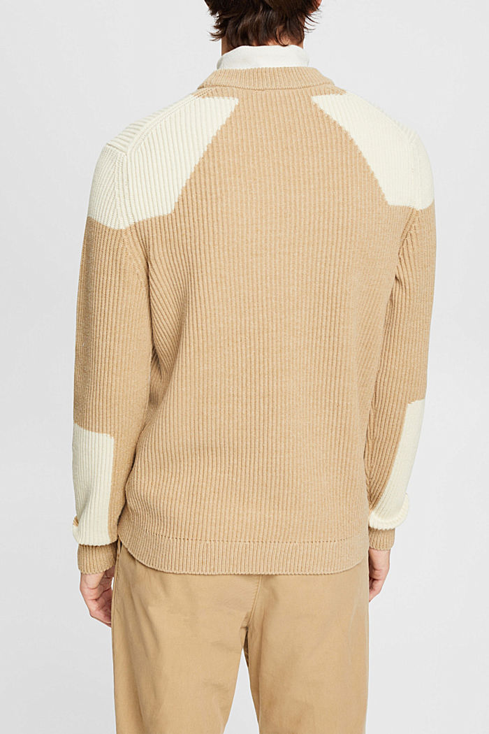 Rib knit jumper with colour block details, KHAKI BEIGE, detail-asia image number 3