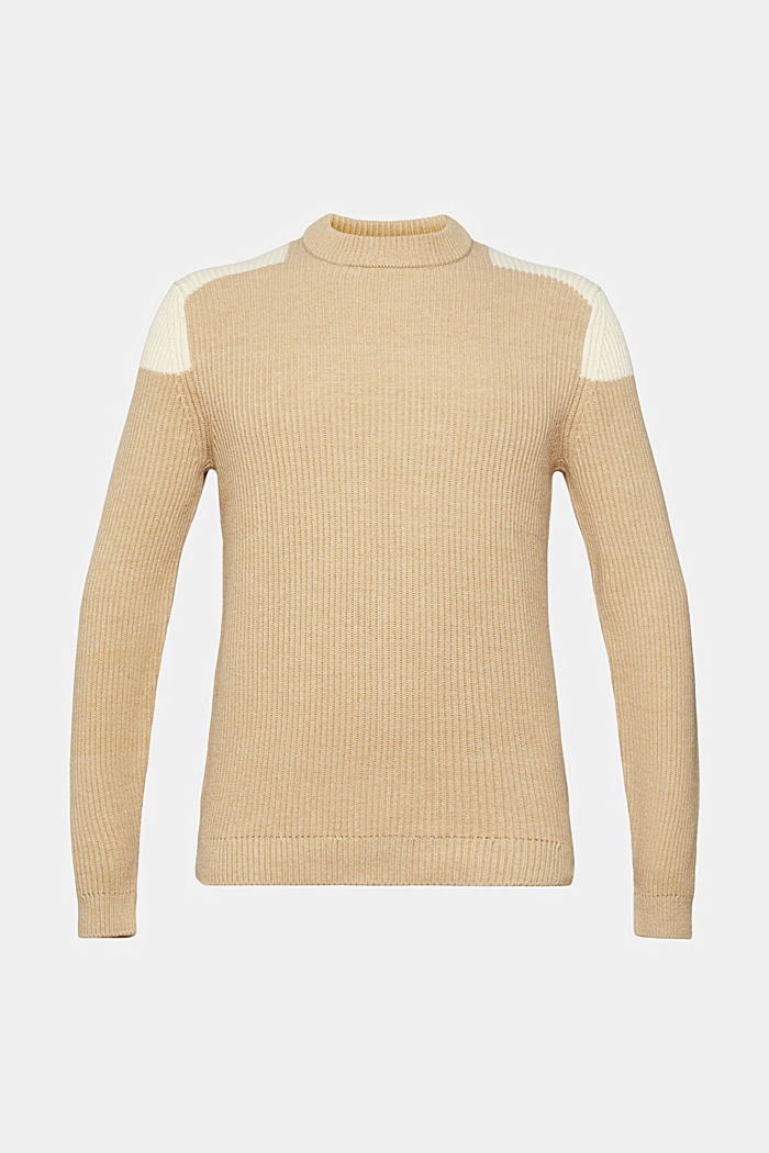 Rib knit jumper with colour block details