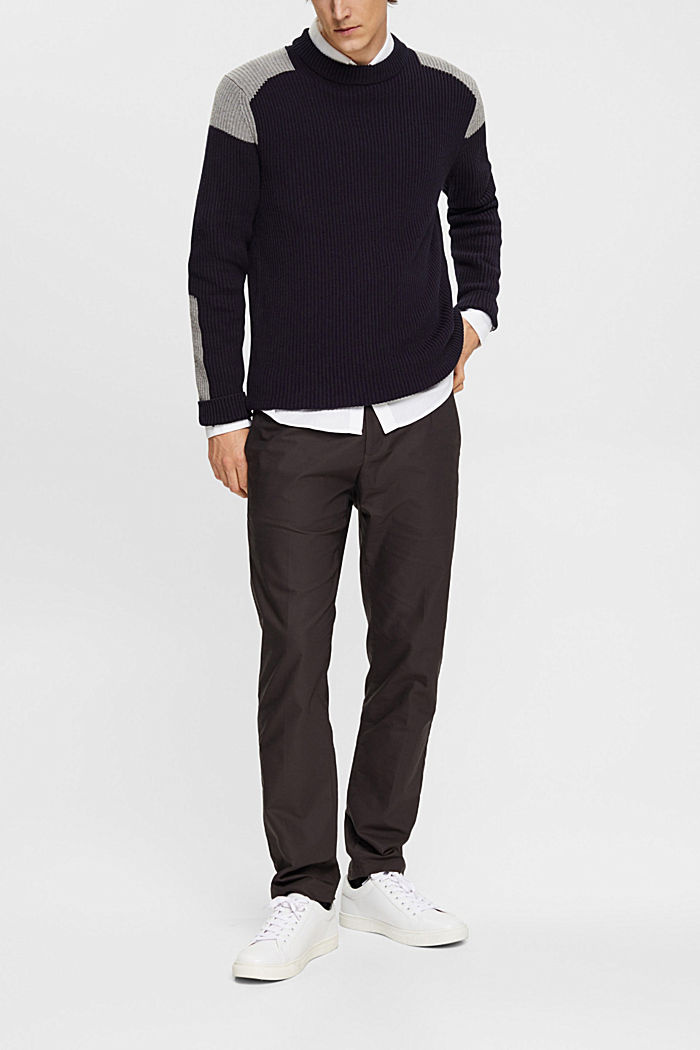 Rib knit jumper with colour block details, NAVY, detail-asia image number 4