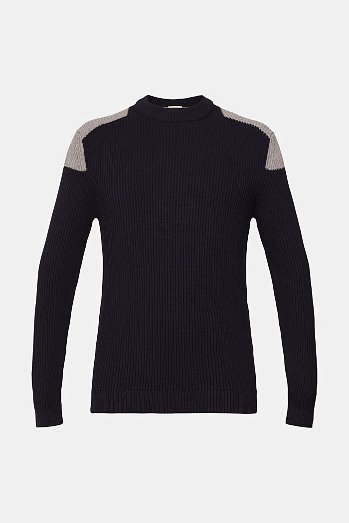 Rib knit jumper with colour block details, NAVY, detail-asia image number 6