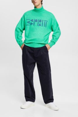 Rollneck oversized jumper with logo, LIGHT GREEN, detail-asia image number 4