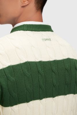 Striped cable knit sweater, OFF WHITE, detail-asia image number 3