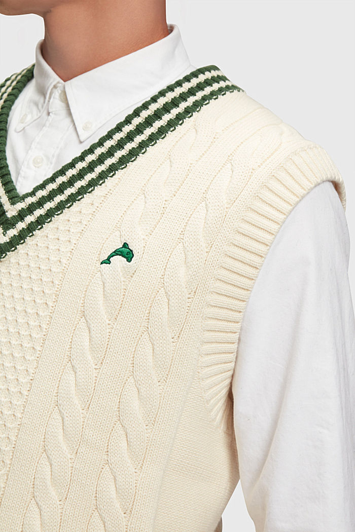 College sweater vest, BEIGE, detail-asia image number 2