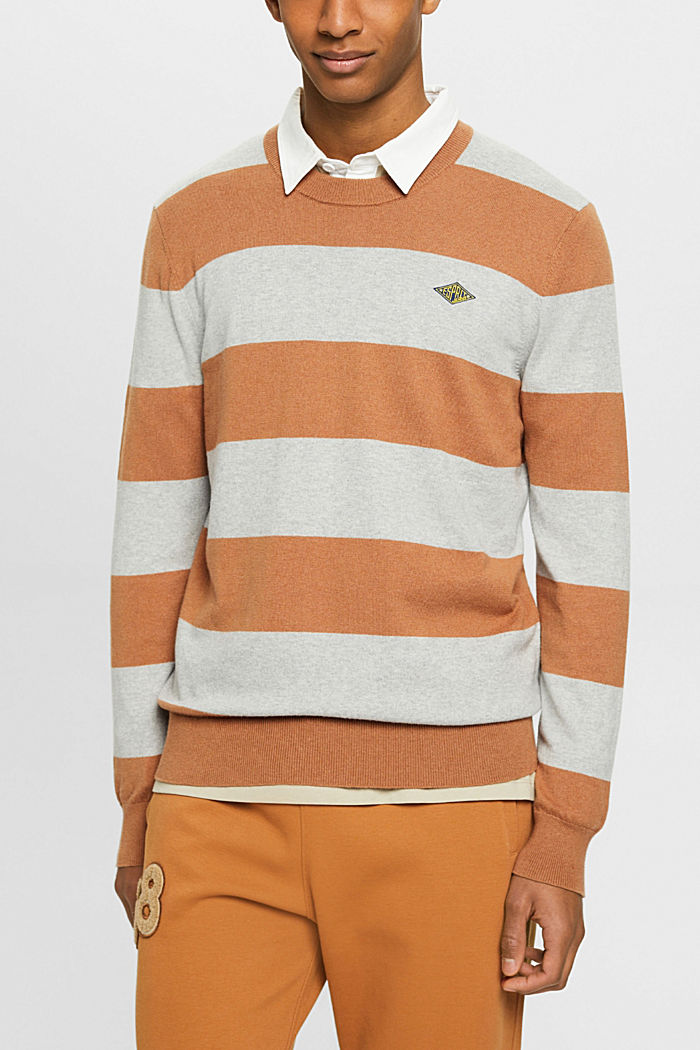 Striped knit jumper with cashmere, TOFFEE, detail-asia image number 0