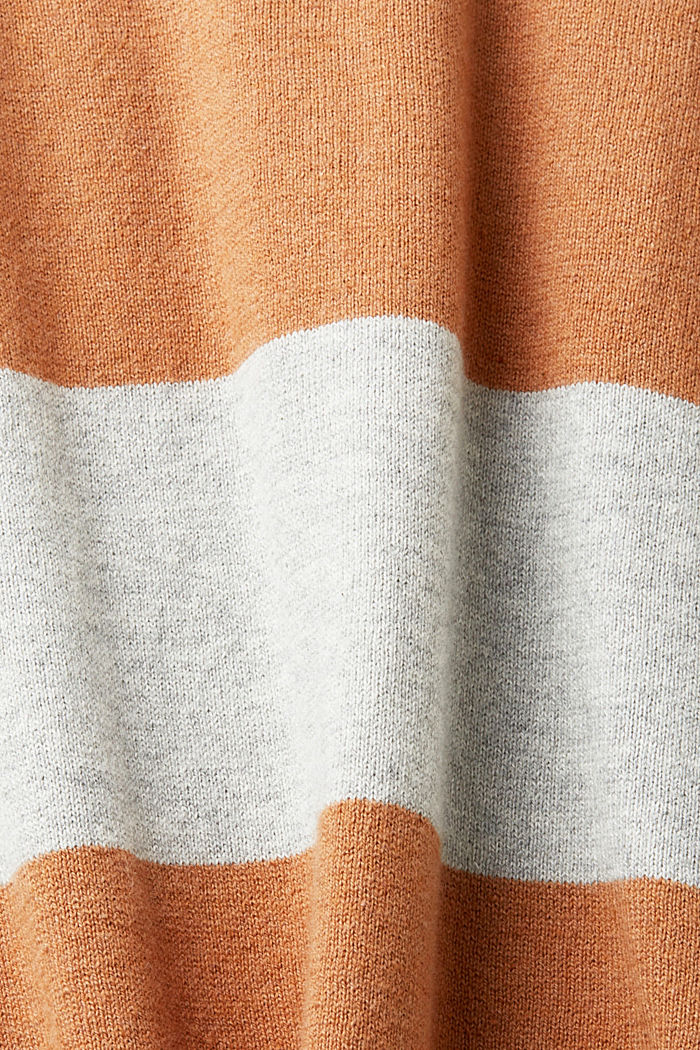 含羊絨成分的條紋套頭毛衣, 淺棕色, detail-asia image number 5