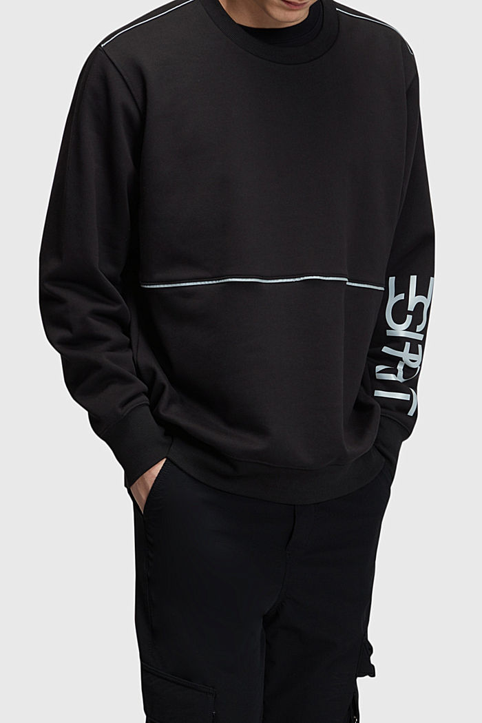 Oversized logo print sweatshirt, BLACK, detail-asia image number 0