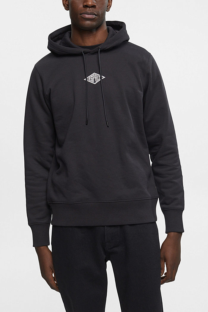 Hoodie with logo chest print, BLACK, detail-asia image number 0