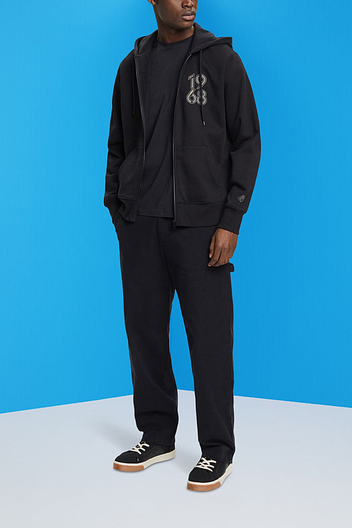 Full-length zip hoodie, BLACK, detail-asia image number 4