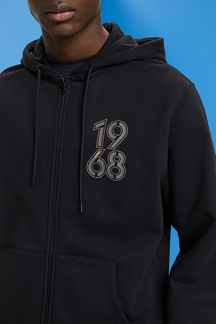 Full-length zip hoodie, BLACK, detail-asia image number 2