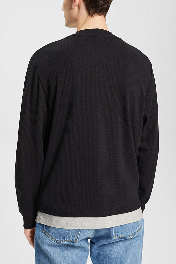 Ribbed long sleeve top, BLACK, detail-asia image number 1