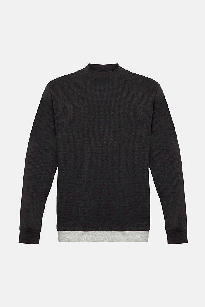 Ribbed long sleeve top, BLACK, detail-asia image number 5