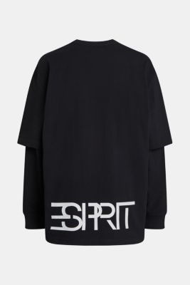 Oversized double-sleeve t-shirt, BLACK, detail-asia image number 5