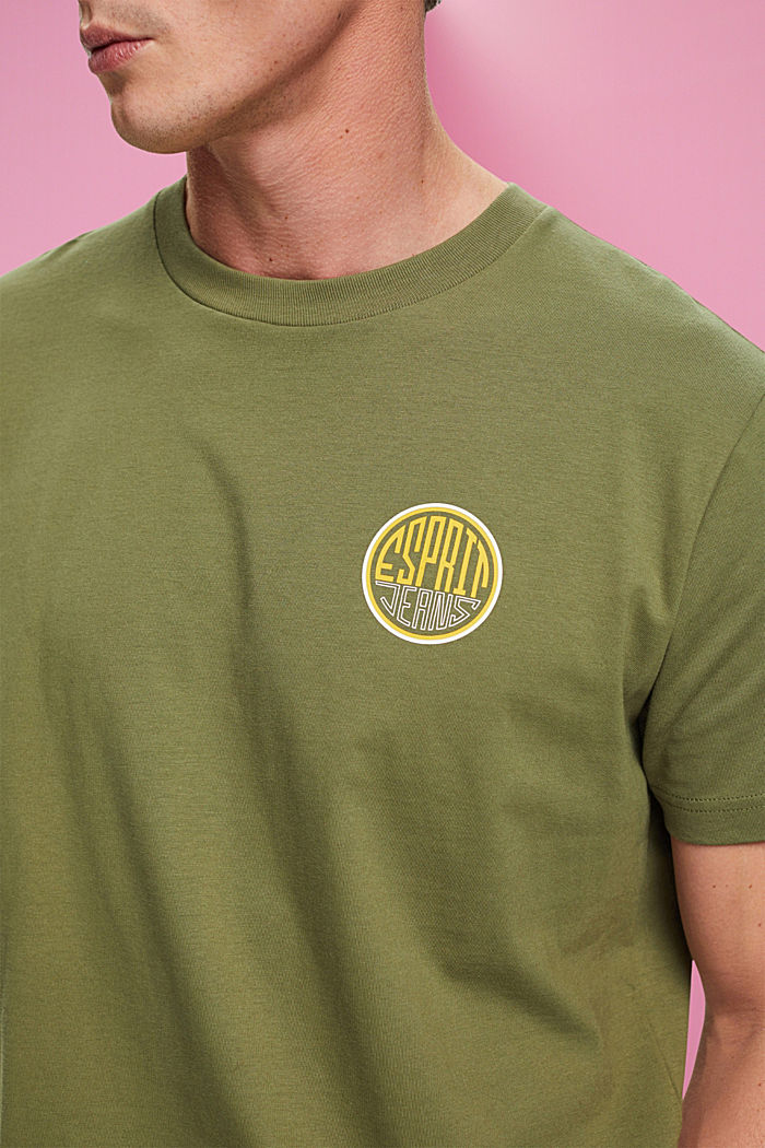 胸前LOGO標誌印花棉質T恤, 橄欖綠, detail-asia image number 3