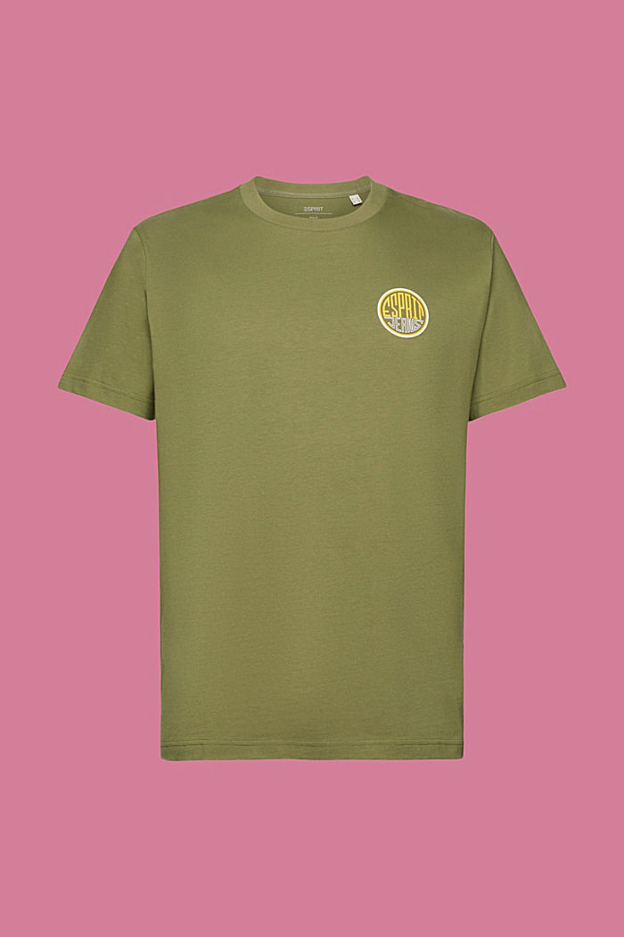胸前LOGO標誌印花棉質T恤, 橄欖綠, detail-asia image number 5