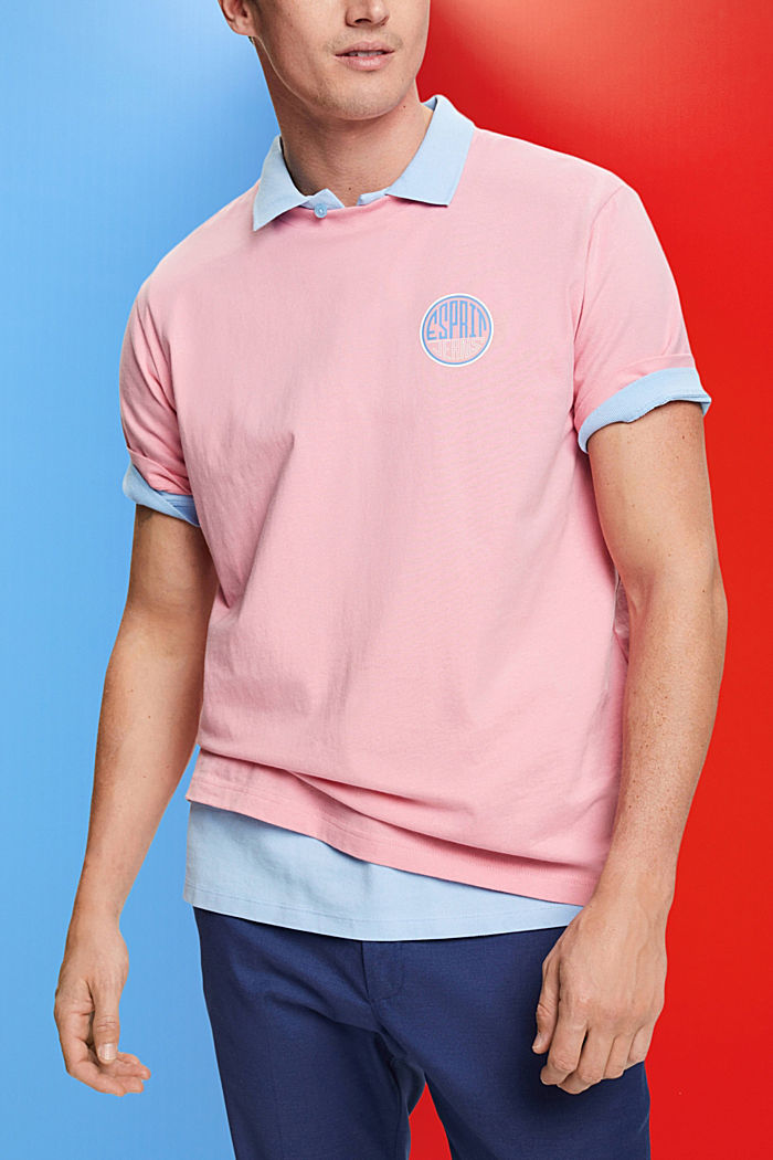 胸前LOGO標誌印花棉質T恤, 粉紅色, detail-asia image number 0
