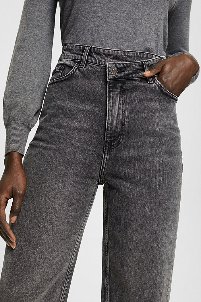 Banana fit jeans with asymmetric waistband, BLACK MEDIUM WASHED, detail-asia image number 3