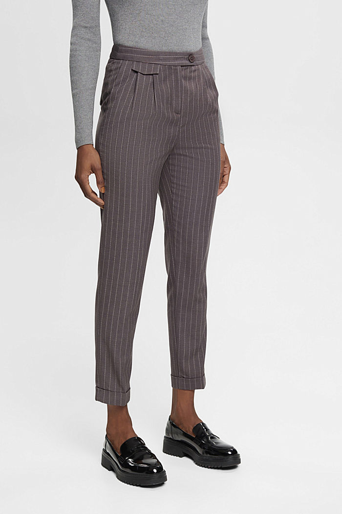 Cropped trousers with pinstripes, MEDIUM GREY, detail-asia image number 0
