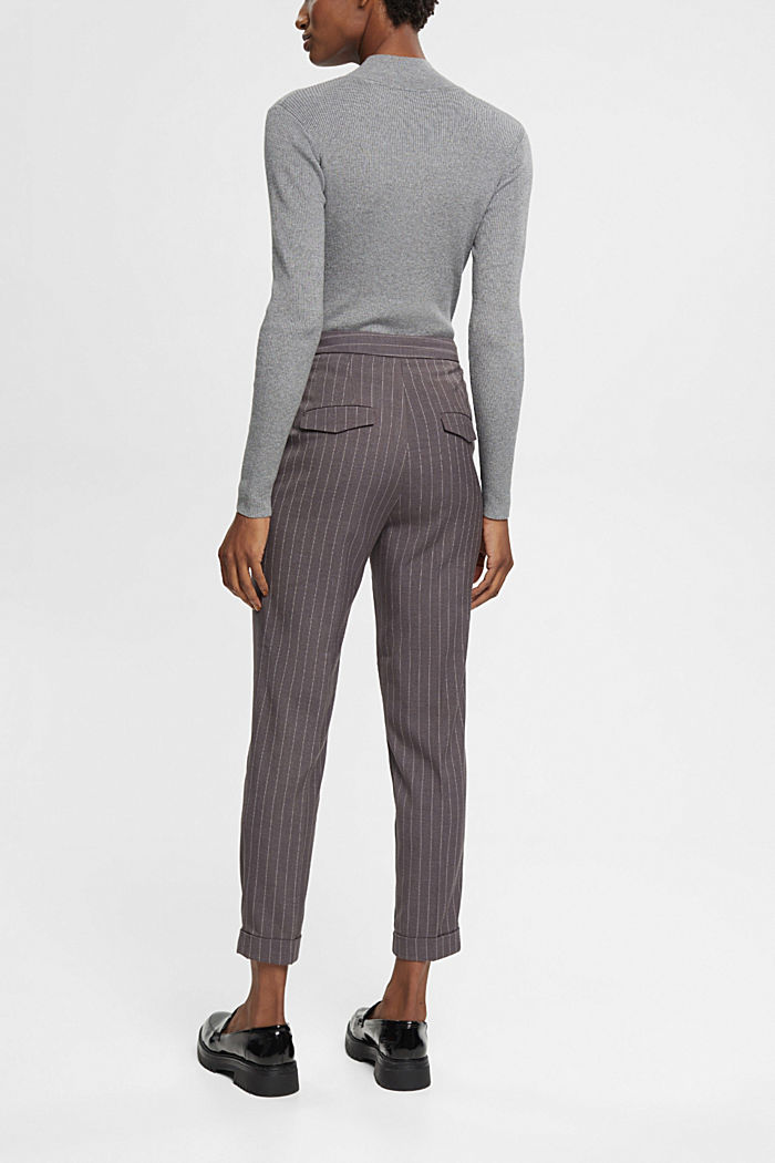 Cropped trousers with pinstripes, MEDIUM GREY, detail-asia image number 1