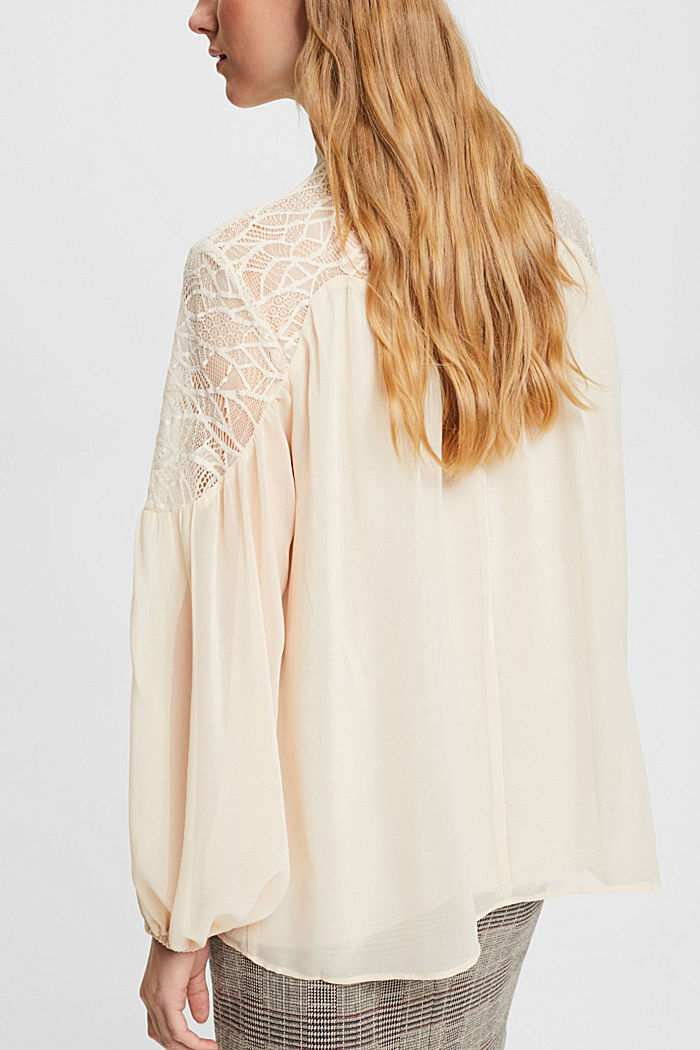Chiffon blouse with lace, DUSTY NUDE, detail-asia image number 1