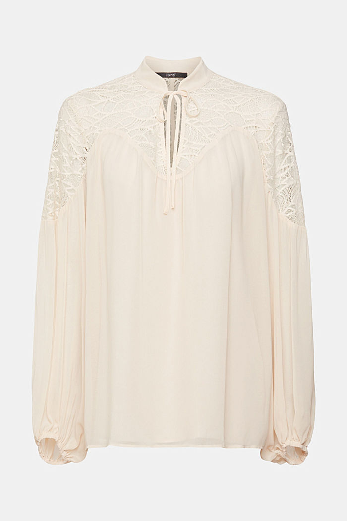 Chiffon blouse with lace, DUSTY NUDE, detail-asia image number 6