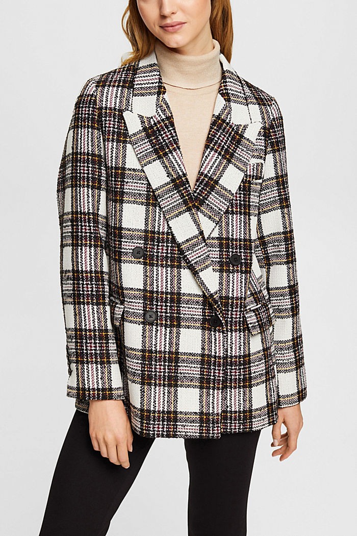 Checked double-breasted bouclé blazer, OFF WHITE, detail-asia image number 0