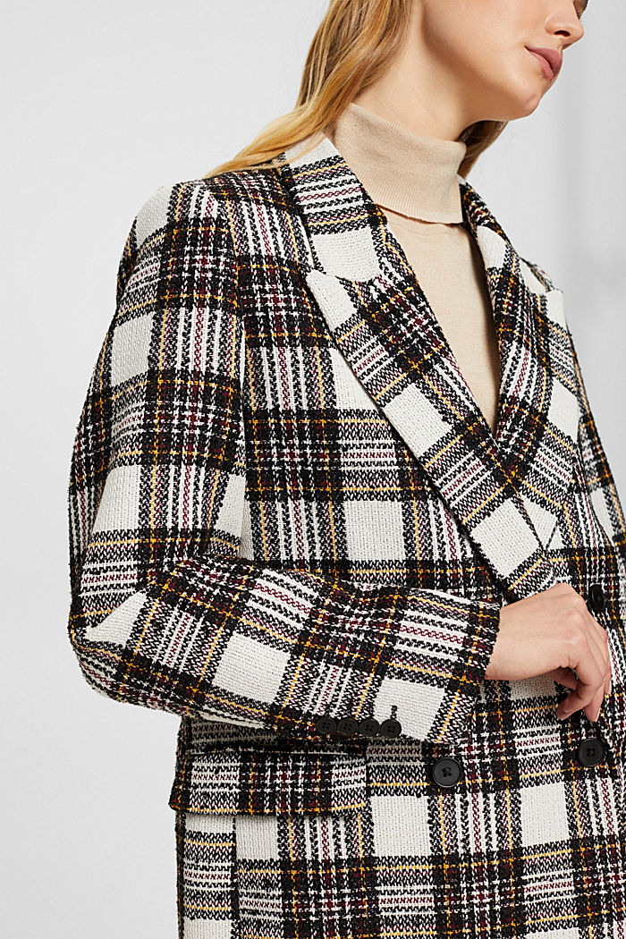 Checked double-breasted bouclé blazer, OFF WHITE, detail-asia image number 3