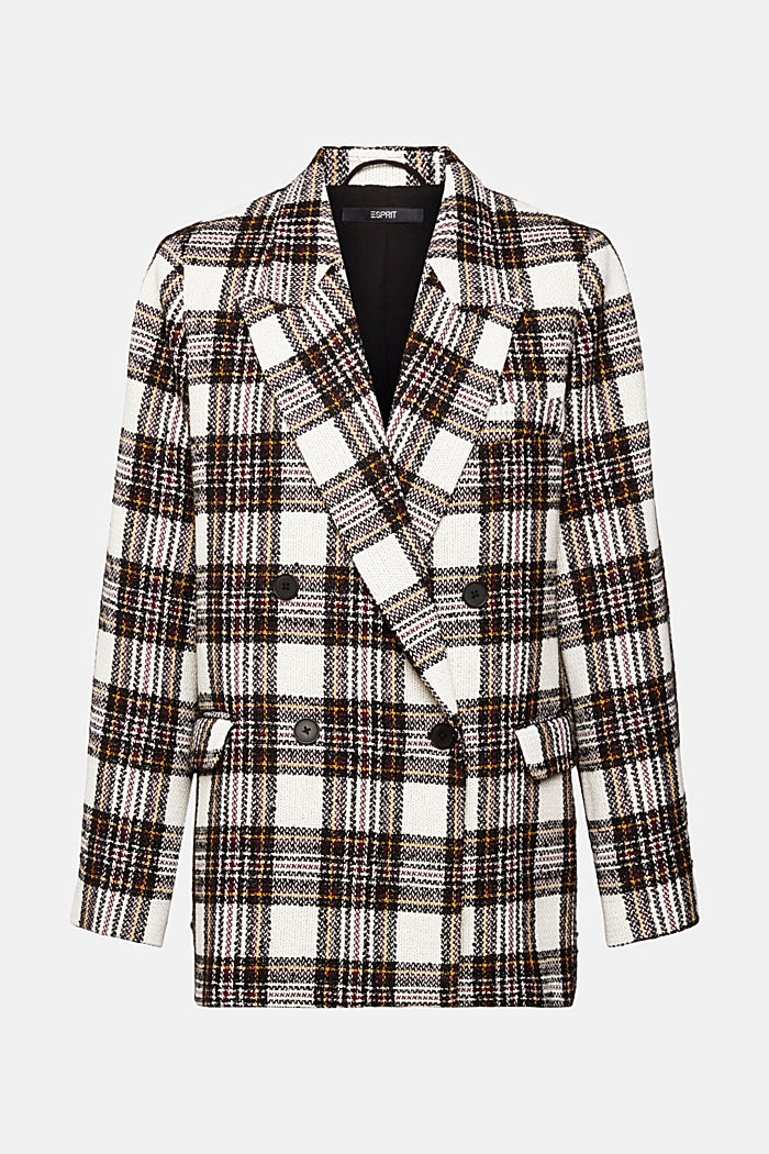 Checked double-breasted bouclé blazer, OFF WHITE, detail-asia image number 5